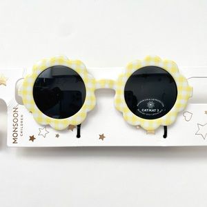 Girls Daisy Sunglasses with Yellow White Checker Pattern